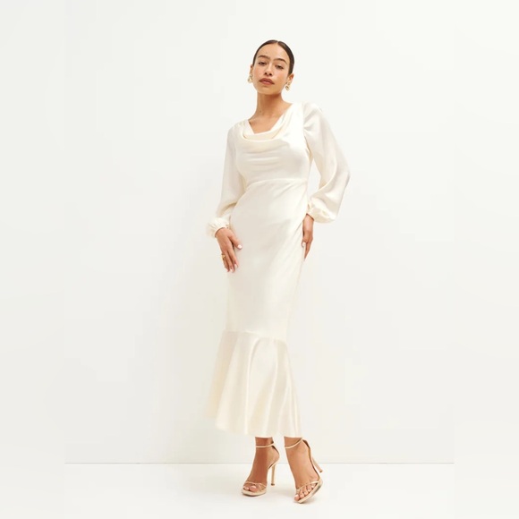 NWT Reformation Lazaro Satin Ivory Dress, Size 4 - Picture 1 of 9